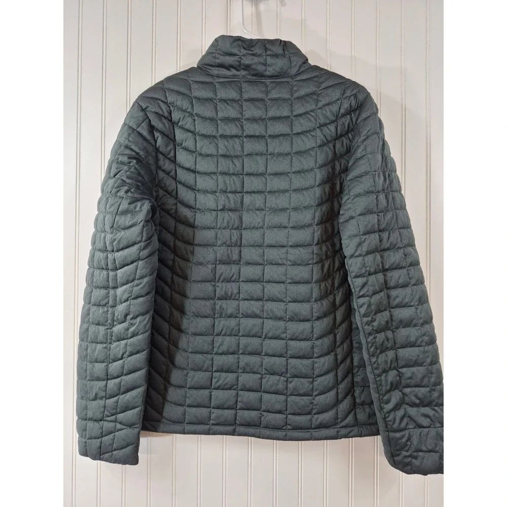 Ben Sherman Mens Quilted Puffer Jacket Green Grid Full Zip Stand Collar Medium